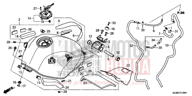 RESERVOIR A CARBURANT de VFR800X "Crossrunner" MAT GUNPOWDER BLACK METALLIC (NH436) 2015
